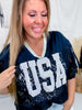 Navy Lace "USA" Short Sleeve Jersey - Whiskey Skies - SOUTHERN GRACE