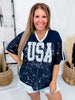 Navy Lace "USA" Short Sleeve Jersey - Whiskey Skies - SOUTHERN GRACE