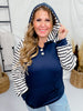 Navy Long Sleeve Pull Over Hoodie - Whiskey Skies - 7TH RAY