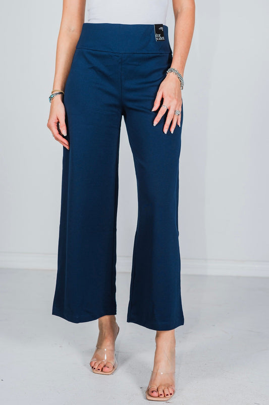 Navy Magic Wide Cropped Pants - Whiskey Skies - DEAR SCARLETT