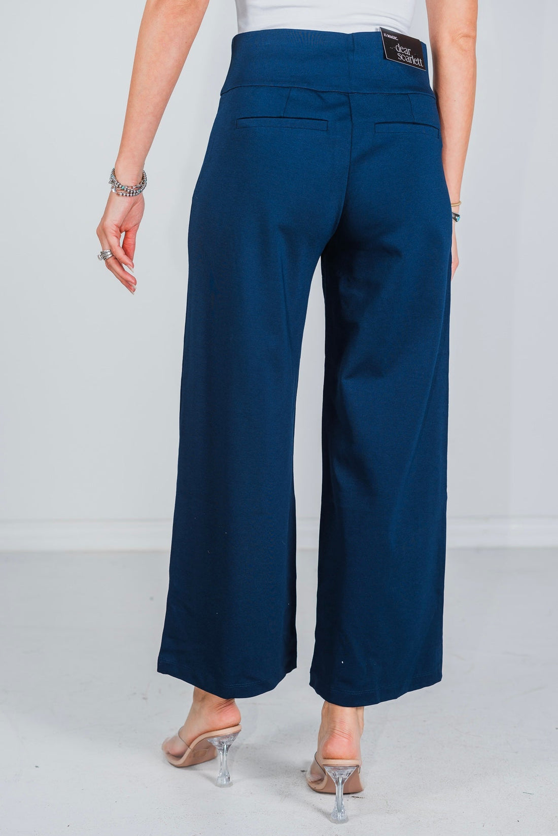 Navy Magic Wide Cropped Pants - Whiskey Skies - DEAR SCARLETT