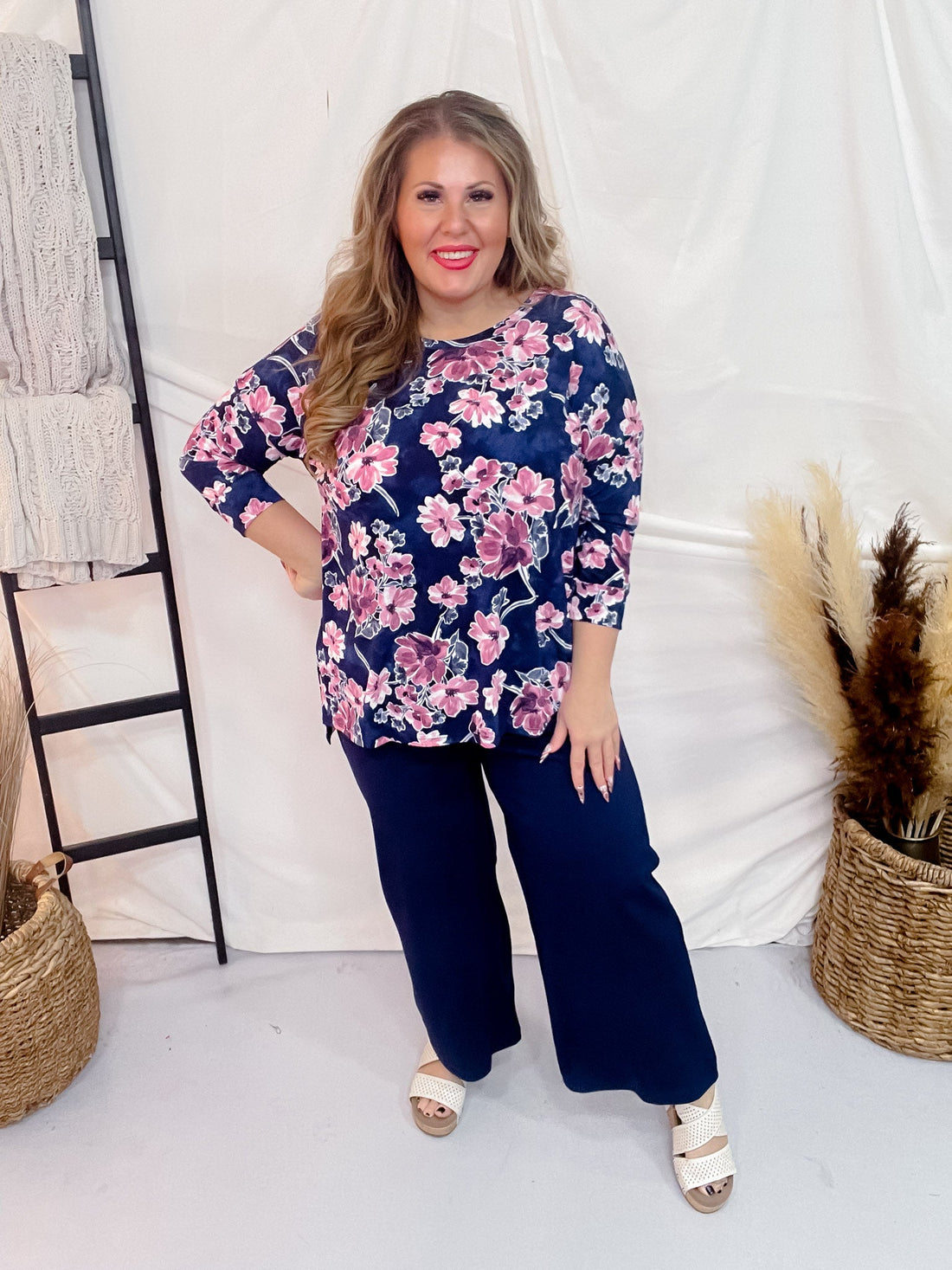 Navy Magic Wide Cropped Pants - Whiskey Skies - DEAR SCARLETT