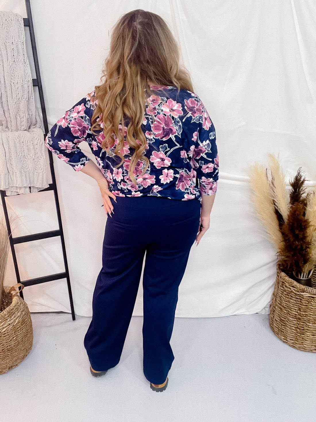 Navy Magic Wide Regular Pants - Whiskey Skies - DEAR SCARLETT