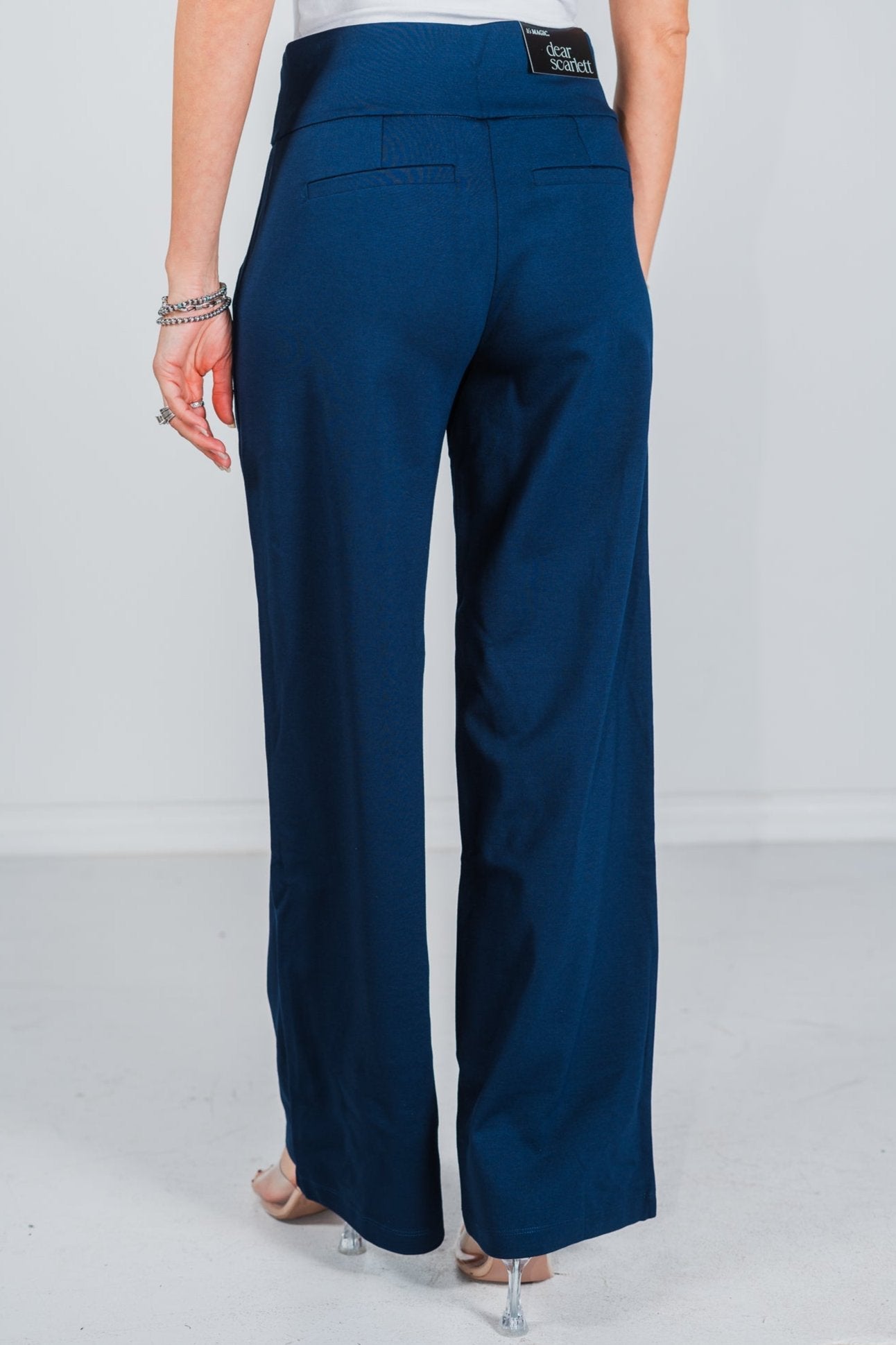 Navy Magic Wide Regular Pants - Whiskey Skies - DEAR SCARLETT