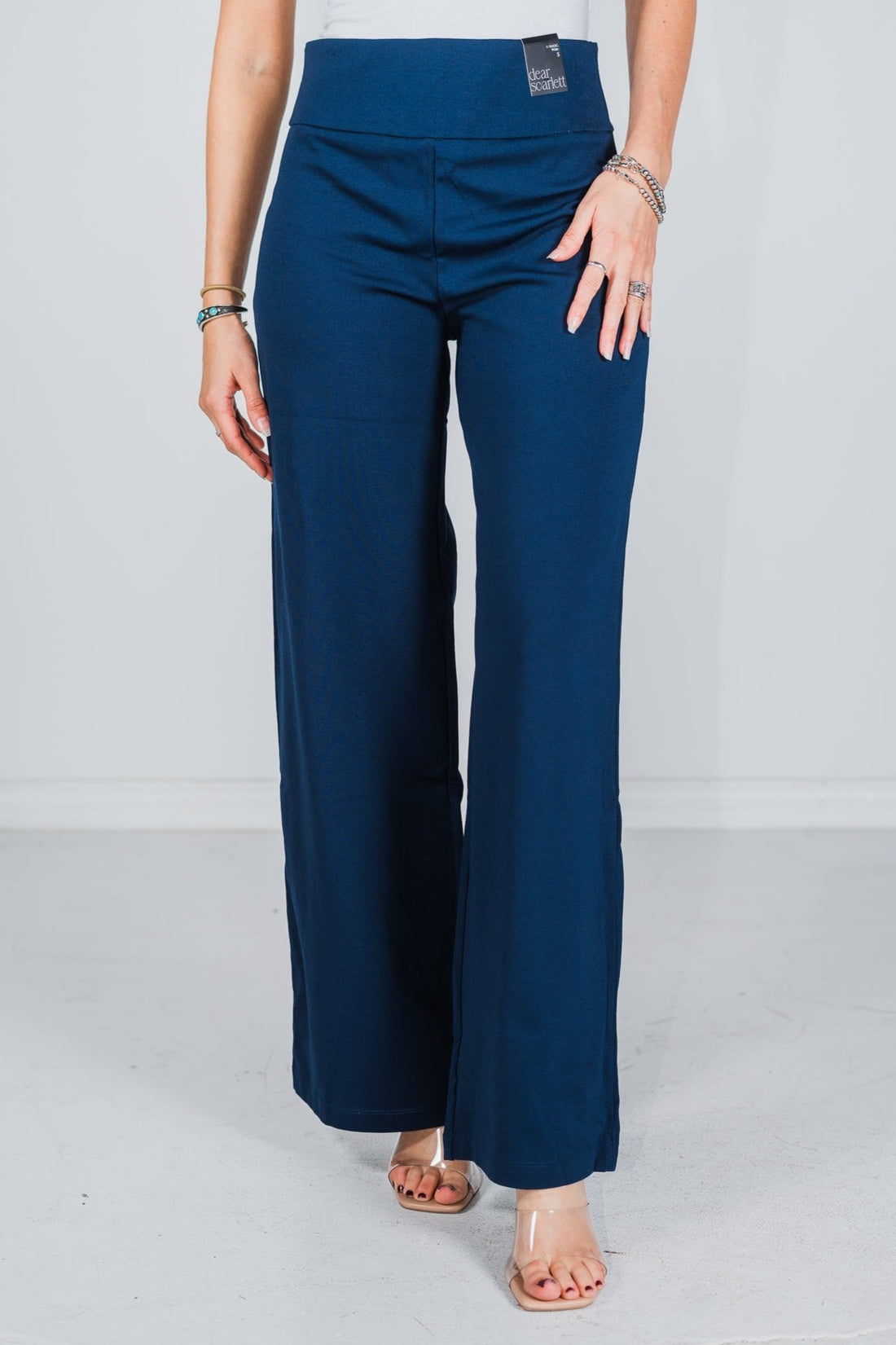 Navy Magic Wide Regular Pants - Whiskey Skies - DEAR SCARLETT