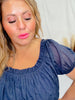 Navy Off-Shoulder Sparkle Romper - Whiskey Skies - ANDREE BY UNIT