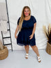 Navy Off-Shoulder Sparkle Romper - Whiskey Skies - ANDREE BY UNIT