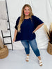 Navy Poncho Like Dolman Sleeve Top - Whiskey Skies - ANDREE BY UNIT