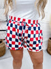 Navy & Red Drawstring Checkered Shorts - Whiskey Skies - JADE BY JANE
