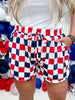 Navy & Red Drawstring Checkered Shorts - Whiskey Skies - JADE BY JANE