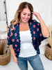 Navy & Rouge Long Sleeve Open Knit Cardigan - Whiskey Skies - POL CLOTHING INC.