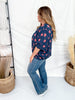 Navy & Rouge Long Sleeve Open Knit Cardigan - Whiskey Skies - POL CLOTHING INC.