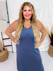 Navy Sleeveless Essential V - Neck Ribbed Maxi Dress - Whiskey Skies - BLUMIN