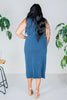 Navy Sleeveless Essential V - Neck Ribbed Maxi Dress - Whiskey Skies - BLUMIN