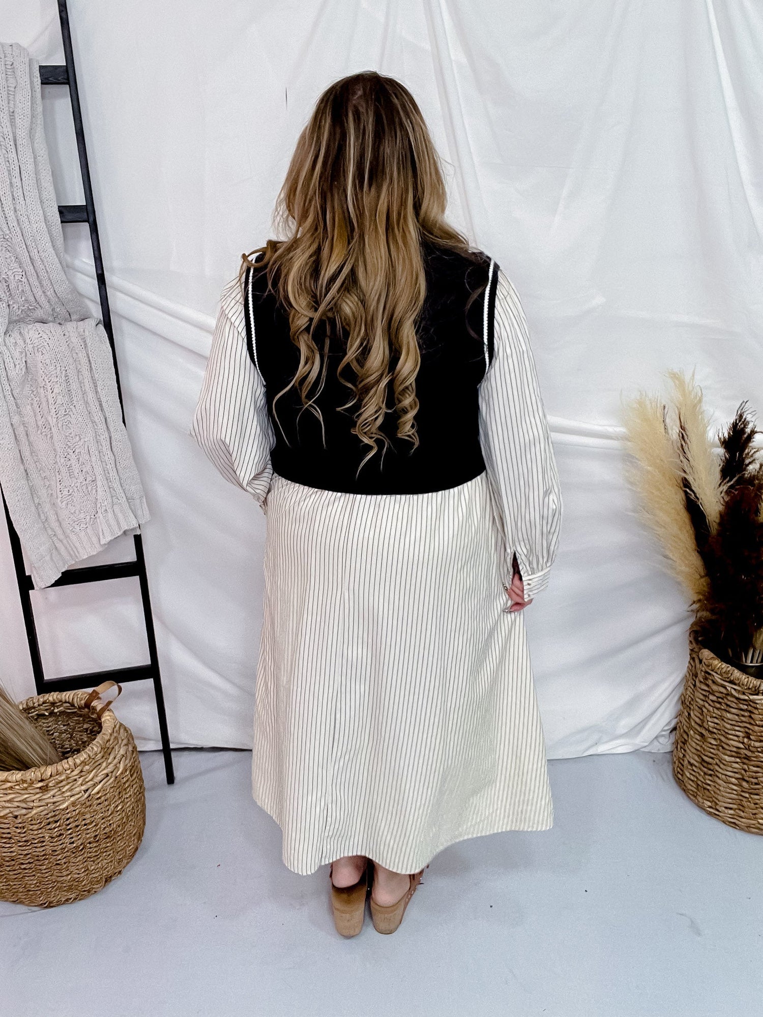 Navy & Taupe Striped Knit Sweater Vest Dress - Whiskey Skies SMALL Navy & Taupe Striped Knit Sweater Vest Dress - Whiskey Skies SMALL