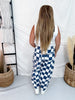 Navy & White Checker Print Barrel Leg Jeans - Whiskey Skies - ODDI