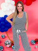 Navy & White Striped Tank Top & Pants Knit Loungewear Set - Whiskey Skies - DAVI & DANI