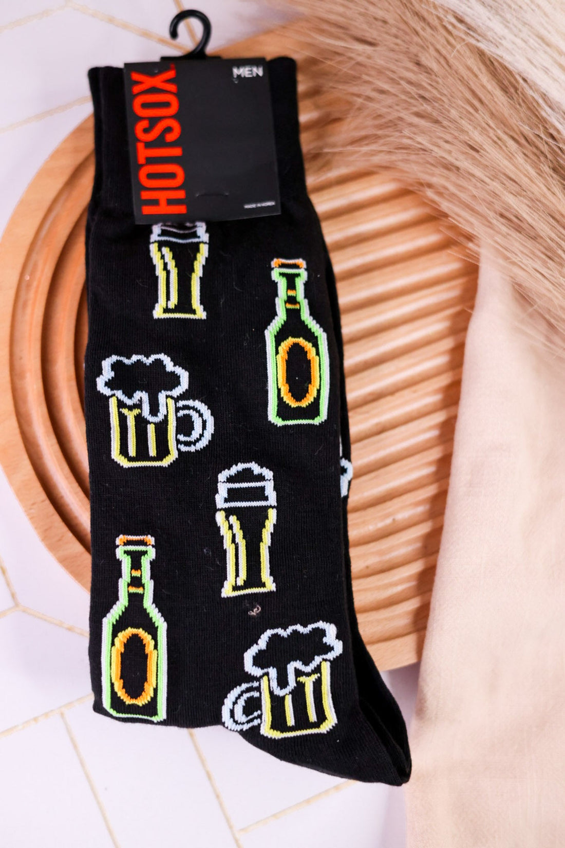 Neon Beer Men's Crew Socks - Whiskey Skies - RENFRO SOCKS
