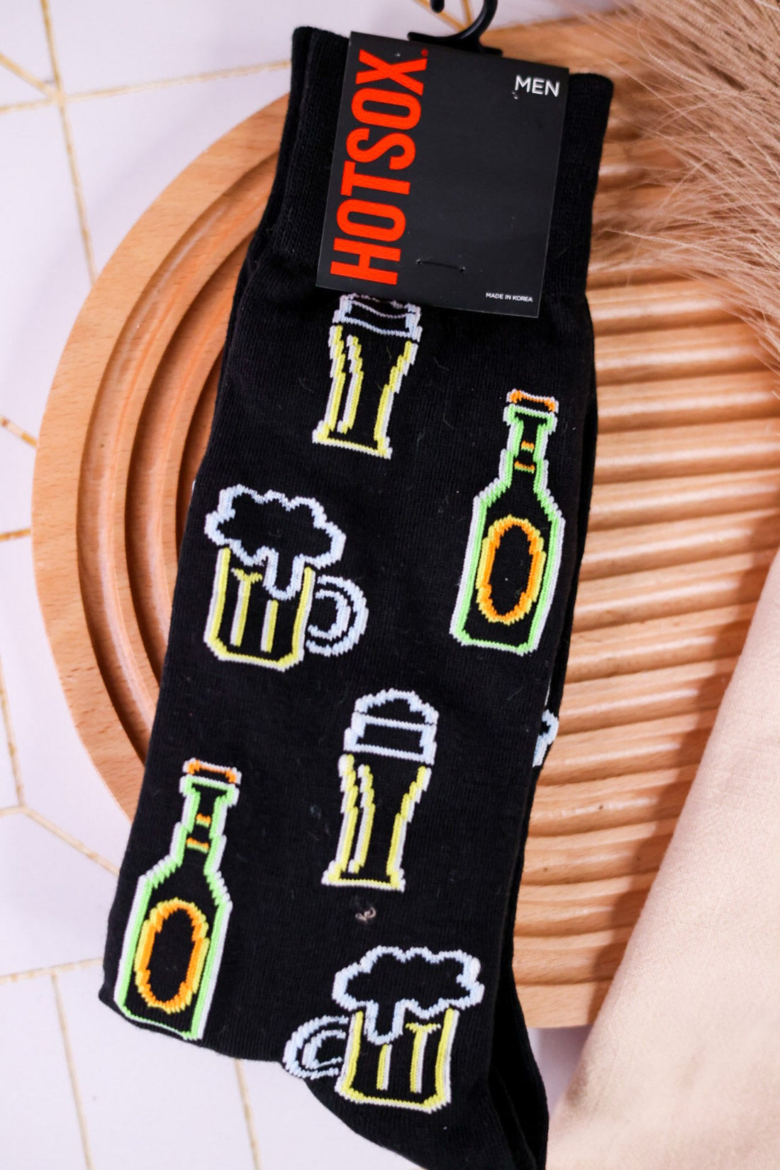 Neon Beer Men's Crew Socks - Whiskey Skies - RENFRO SOCKS
