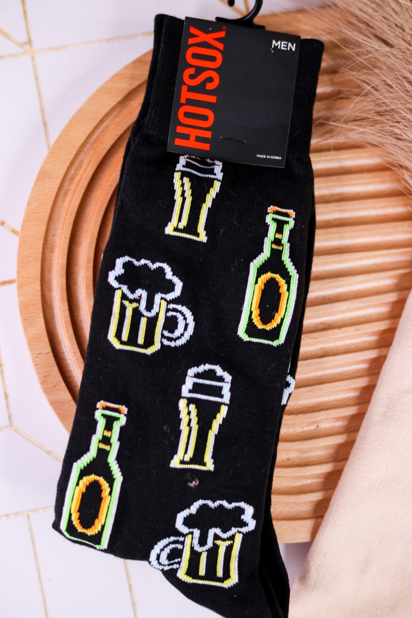 Neon Beer Men's Crew Socks - Whiskey Skies - RENFRO SOCKS