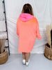 Neon Coral Long Sleeve Long Hooded Loungewear Top - Whiskey Skies - J.NNA