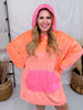 Neon Coral Long Sleeve Long Hooded Loungewear Top - Whiskey Skies - J.NNA