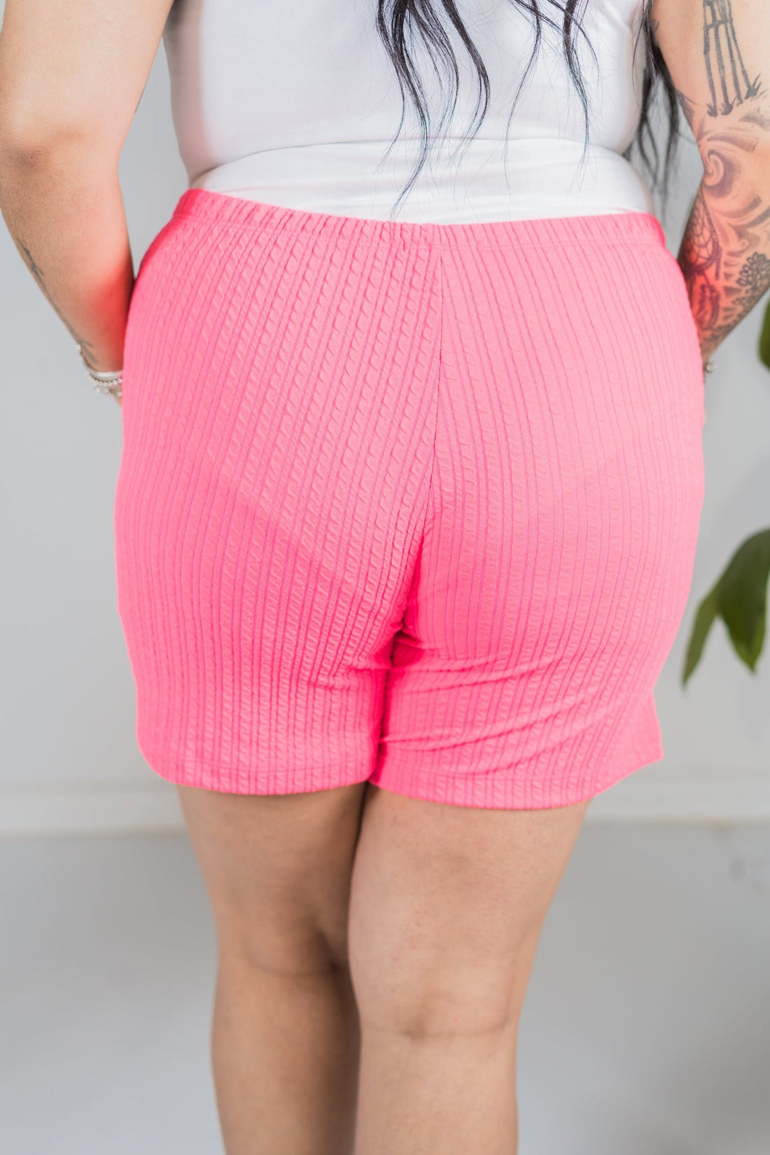 Neon Fuchsia Pull-On Corded Shorts W/ Pockets - Whiskey Skies - BLUMIN
