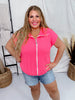 Neon Fuchsia Sleeveless Zipper Top - Whiskey Skies - BLUMIN