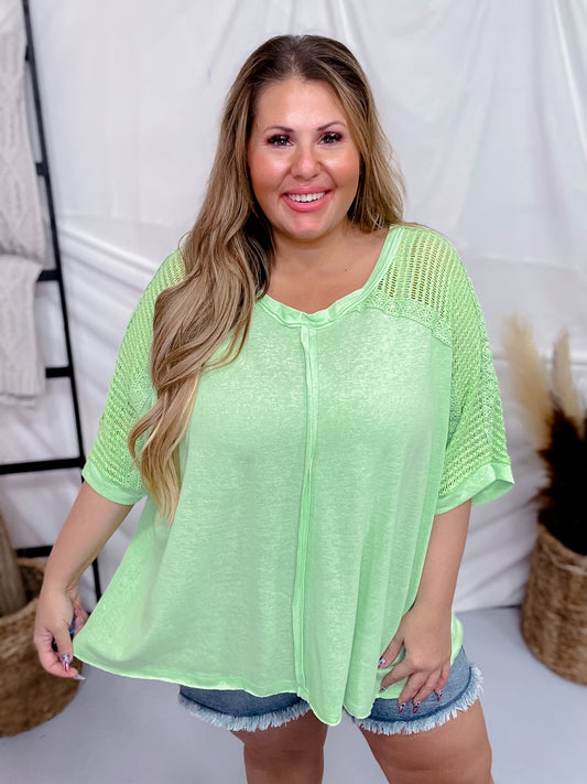 Neon Green Relaxed Fit Knit Tunic Top - Whiskey Skies - ANDREE BY UNIT