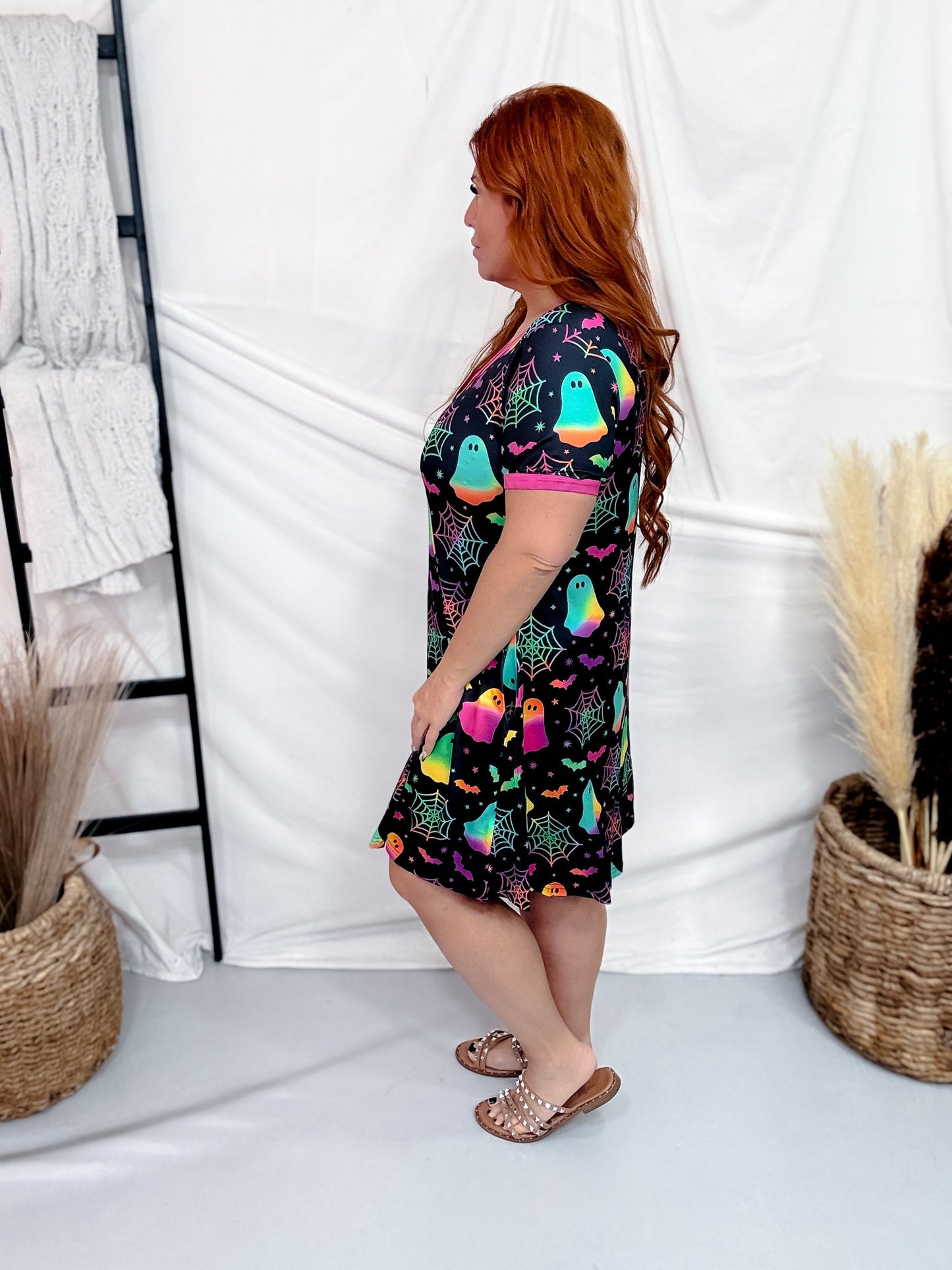 Neon Halloween Loungewear Short Sleeve Night Dress - Whiskey Skies - SHIRLEY & STONE