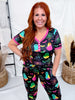 Neon Halloween Short Sleeve Top & Joggers Loungewear Set - Whiskey Skies - SHIRLEY & STONE