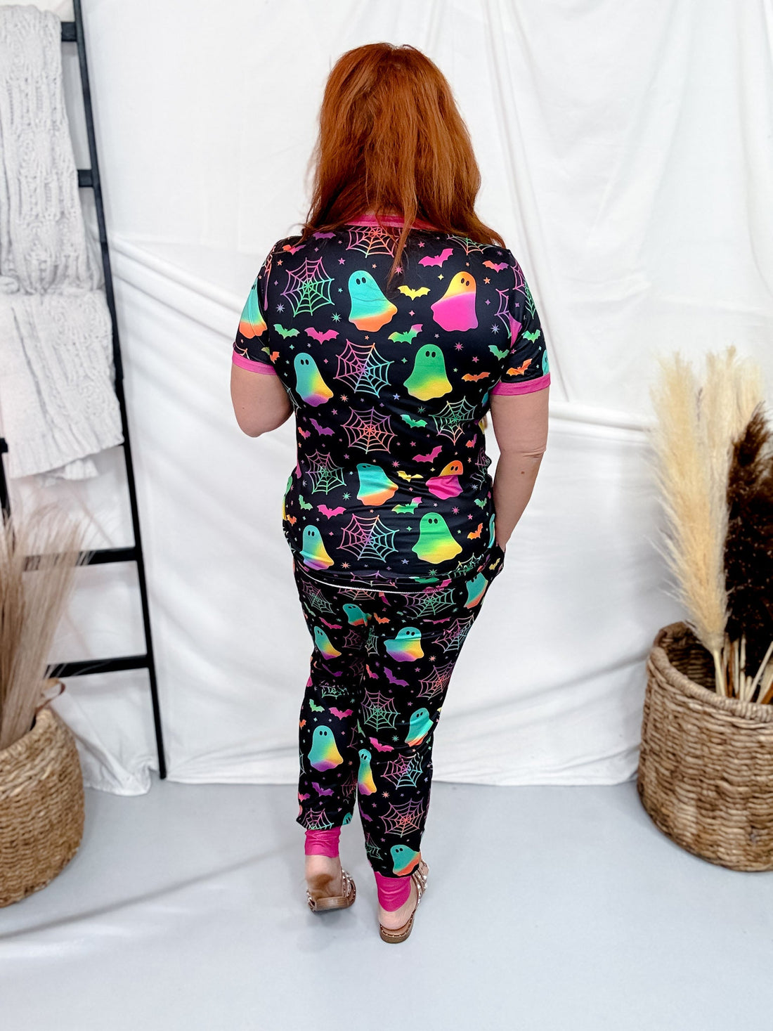 Neon Halloween Short Sleeve Top & Joggers Loungewear Set - Whiskey Skies - SHIRLEY & STONE