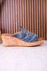 Neon Moon Blue Denim & Rhinestone Wedges - Whiskey Skies - CORKYS FOOTWEAR