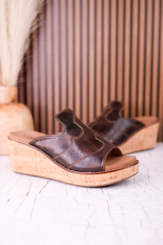 Neon Moon Espresso Crinkle Wedges - Whiskey Skies - CORKYS FOOTWEAR