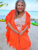 Neon Orange Crochet Hoodie Cover Up - Whiskey Skies - DAVI & DANI