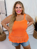 Neon Orange Crochet Peplum Top - Whiskey Skies - DAVI & DANI
