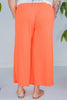 Neon Orange Cropped Wide Leg Twist Rib Pants With Pockets - Whiskey Skies - BLUMIN