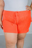 Neon Orange Pull-On Corded Cargo Shorts - Whiskey Skies - BLUMIN