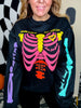Neon Skeleton Graphic Sweatshirt - Whiskey Skies - SOUTHERN BLISS COMPANY