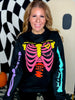 Neon Skeleton Graphic Sweatshirt - Whiskey Skies - SOUTHERN BLISS COMPANY