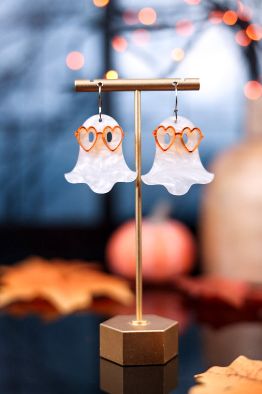 Nerdy Ghost Acrylic Earrings - Whiskey Skies - DOOHICKIES