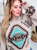 Nevada Aztec Long Sleeve Sweater - Whiskey Skies - STERLING KREEK