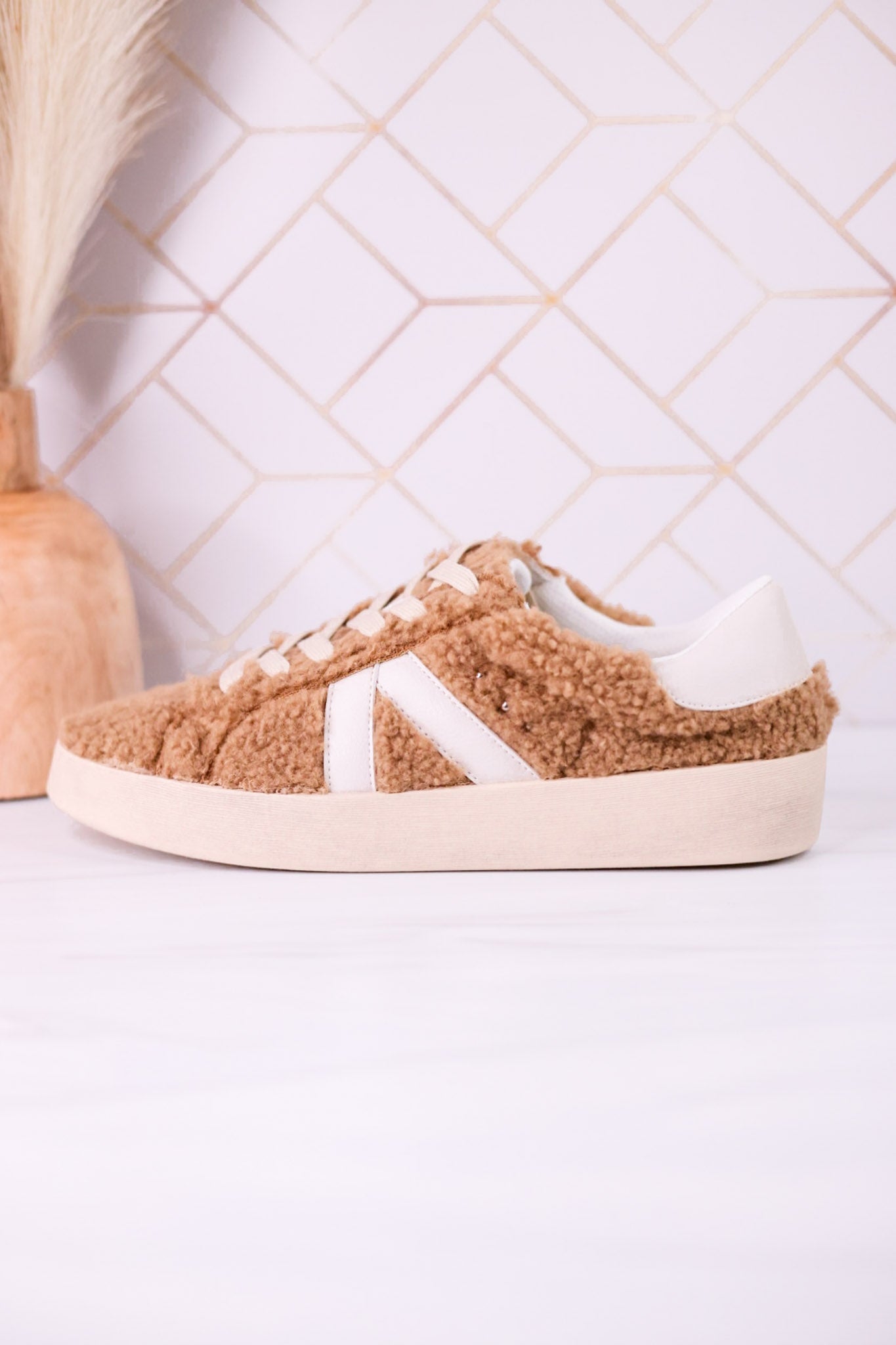 No Chaser Camel Shearling Sneakers - Whiskey Skies - CORKYS FOOTWEAR