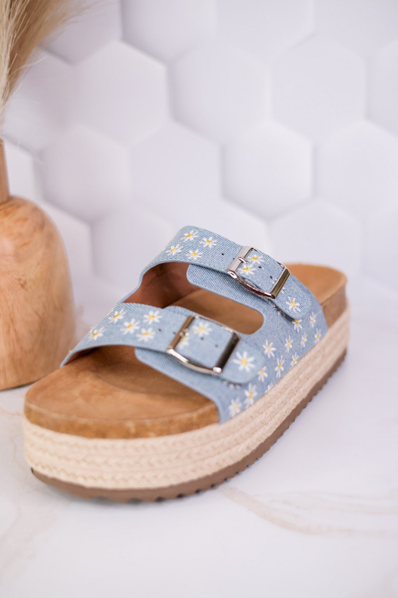 No Filter Denim Daisy Sandals - Whiskey Skies - CORKYS FOOTWEAR