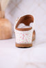 "Noah" White Wedges With Ditzy Pink Floral Print - Whiskey Skies - VERY G