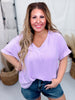 Non - Sheer Lightweight Dolman Sleeve V - Neck Blouse - Whiskey Skies - ANDREE BY UNIT