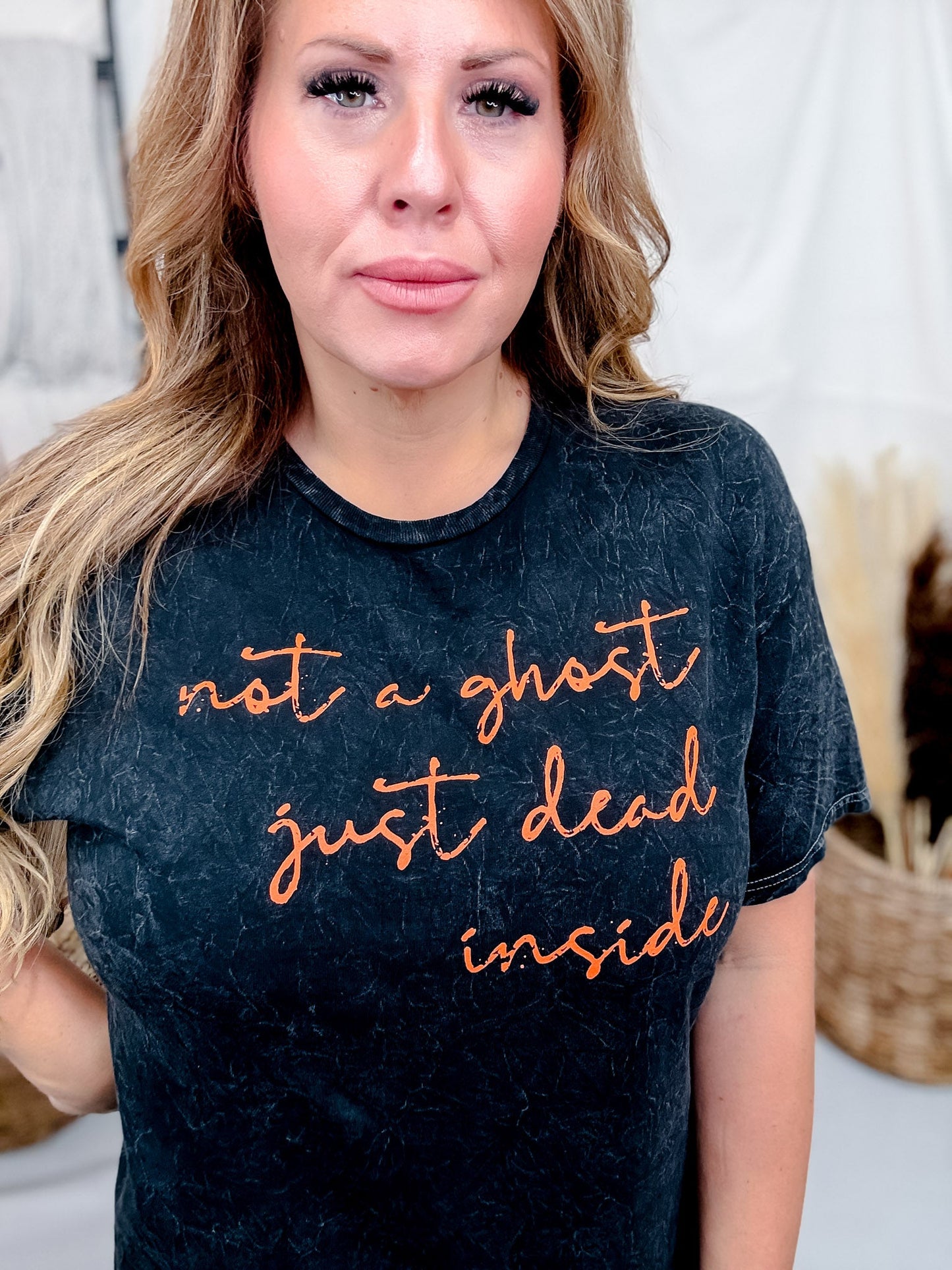 Not A Ghost Just Dead Inside Short Sleeve Graphic Tee - Whiskey Skies - MUGSBY