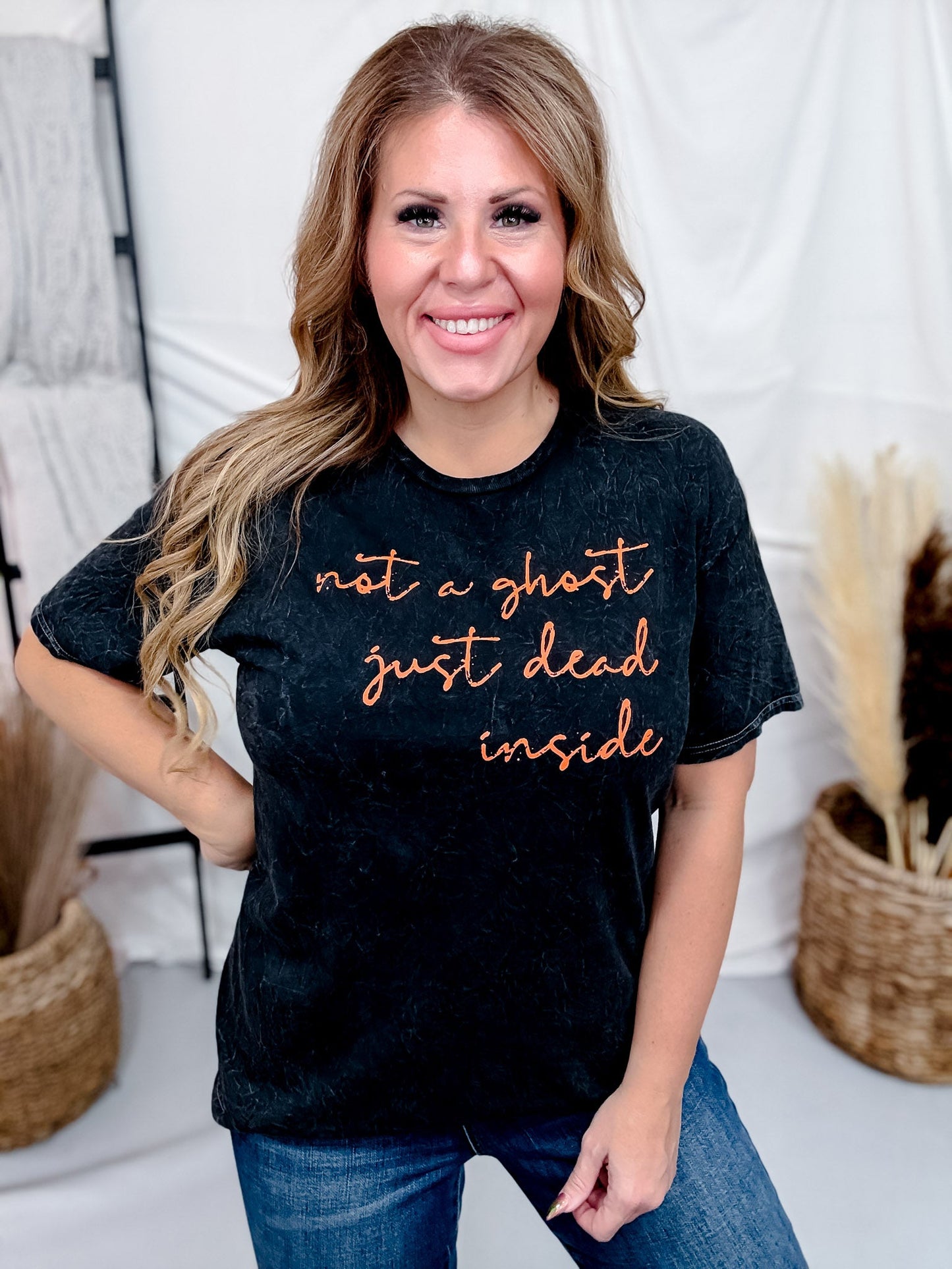 Not A Ghost Just Dead Inside Short Sleeve Graphic Tee - Whiskey Skies - MUGSBY