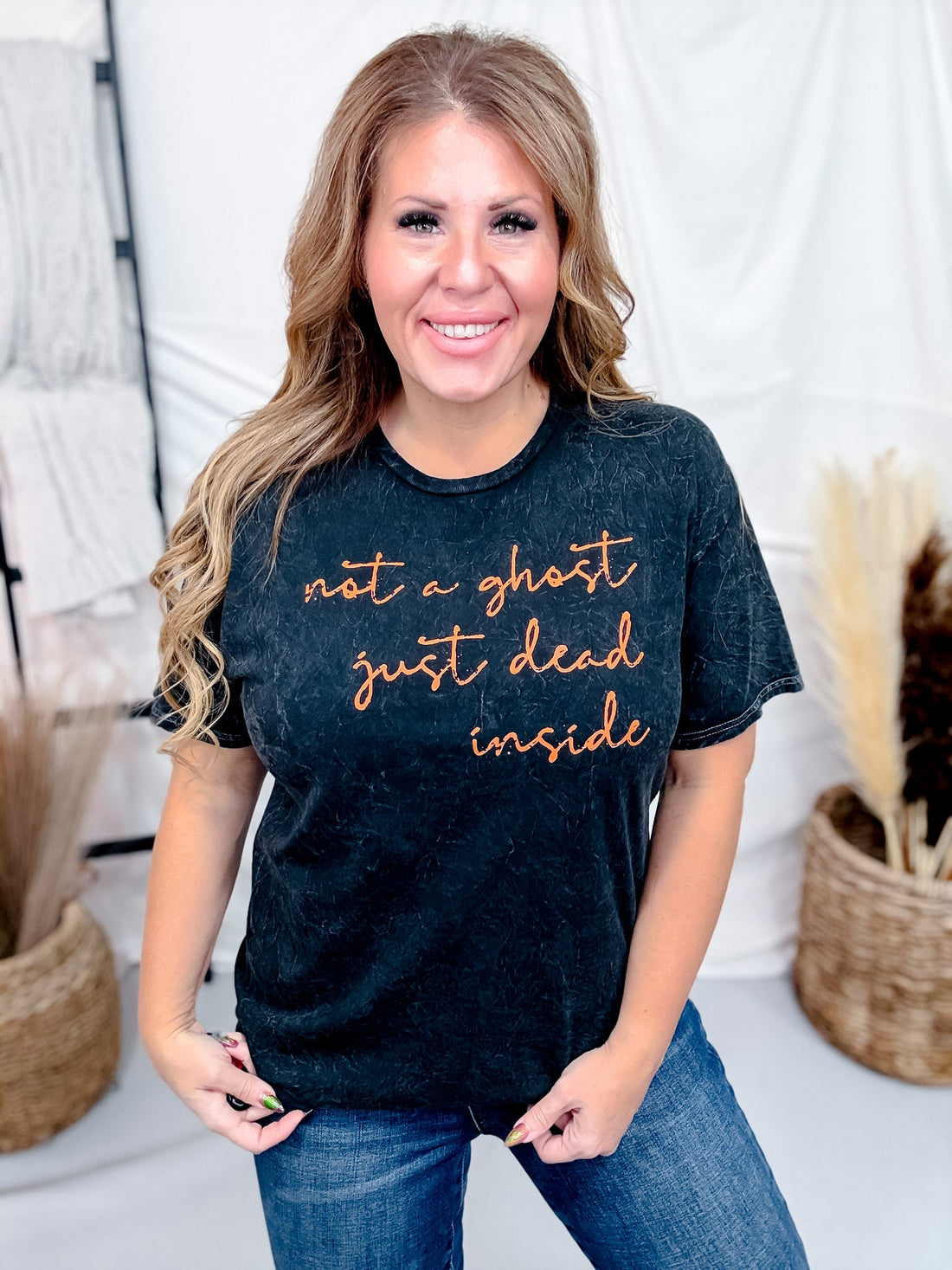 Not A Ghost Just Dead Inside Short Sleeve Graphic Tee - Whiskey Skies - MUGSBY