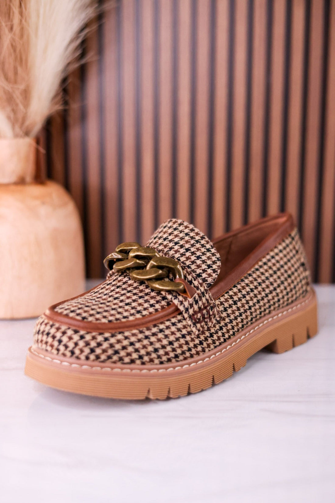 Not Literally Black & Tan Houndstooth Loafers - Whiskey Skies - CORKYS FOOTWEAR